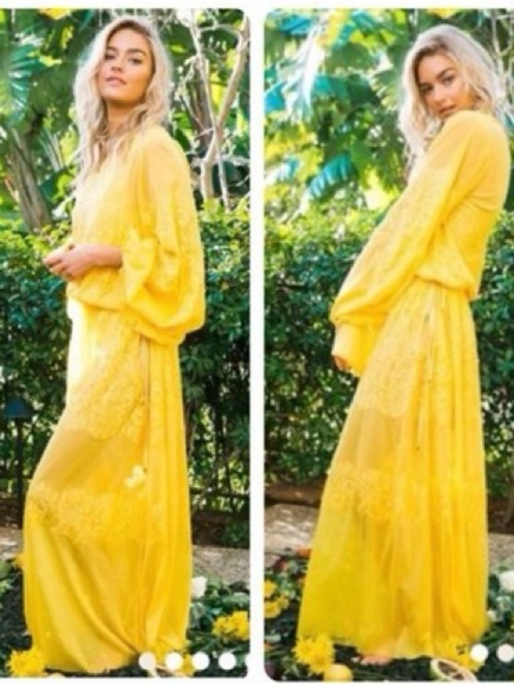 We are HAH Royal HAHness Lace Maxi Dress Lemon Drop Yellow Size XS/S Lace Boho